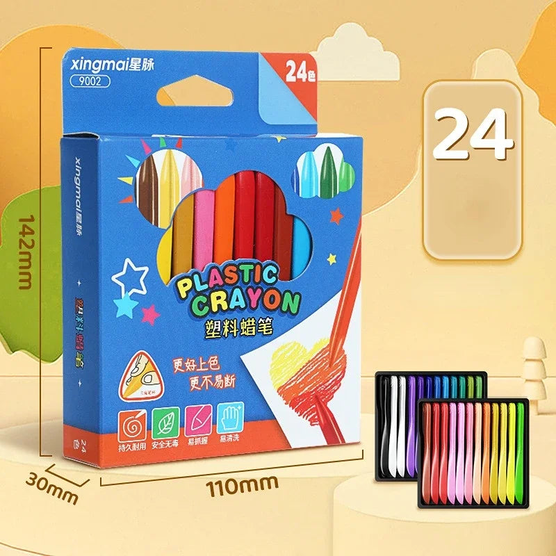Washable & Erasable Triangular Crayons – 36 Colors