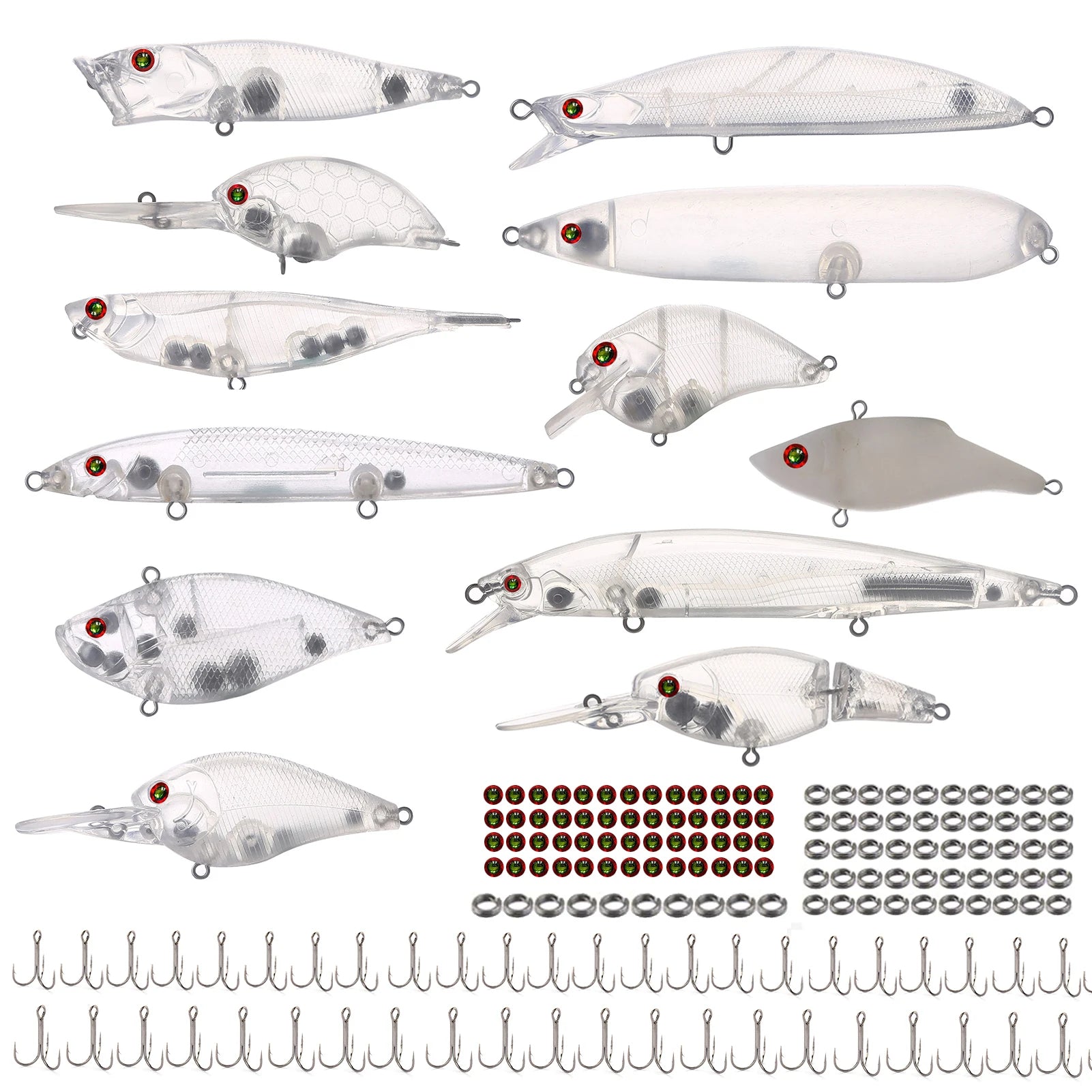 Fishing Baits Unpainted Blank Hard Lures DIY Crankbaits Minnows Popper VIB Pencil Transparent Artificial Baits Set