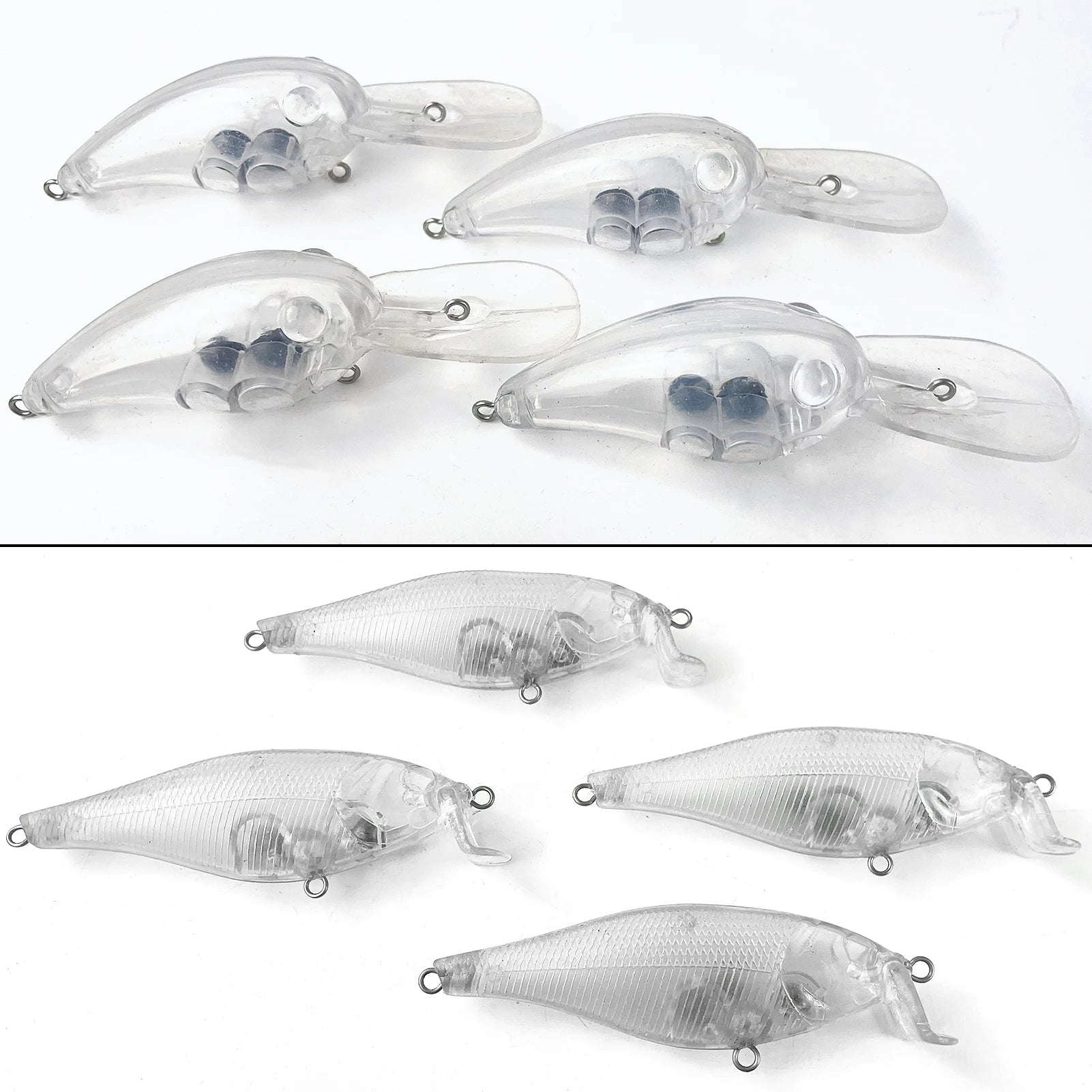 Fishing Baits Unpainted Blank Hard Lures DIY Crankbaits Minnows Popper VIB Pencil Transparent Artificial Baits Set