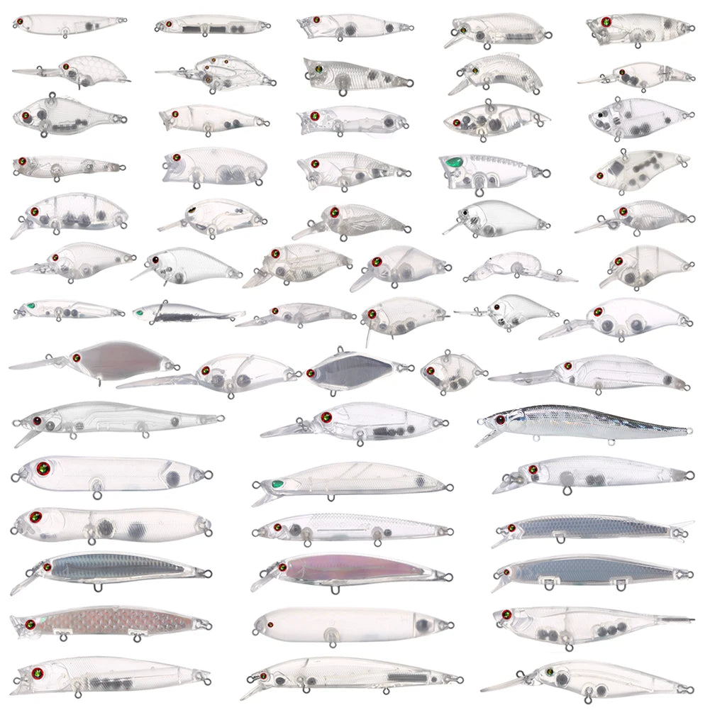 Fishing Baits Unpainted Blank Hard Lures DIY Crankbaits Minnows Popper VIB Pencil Transparent Artificial Baits Set
