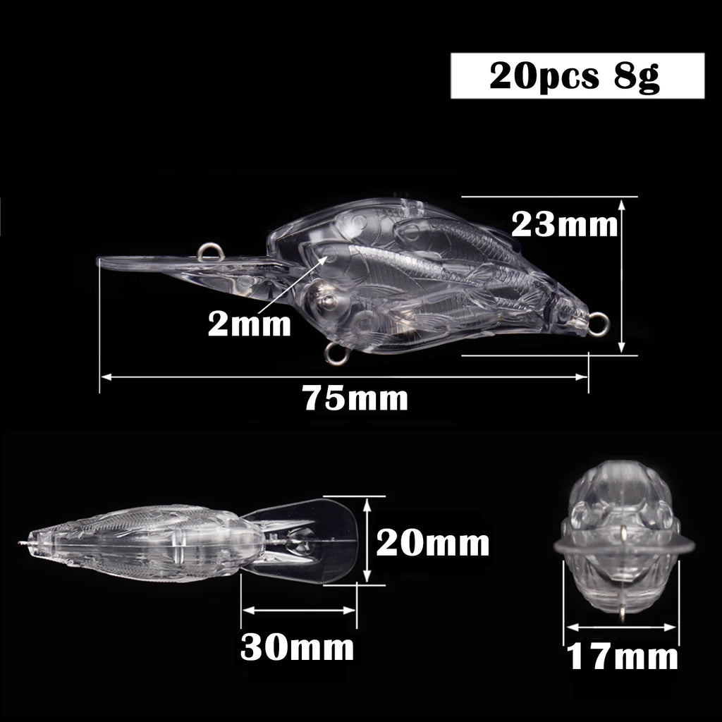 Fishing Baits Unpainted Blank Hard Lures DIY Crankbaits Minnows Popper VIB Pencil Transparent Artificial Baits Set