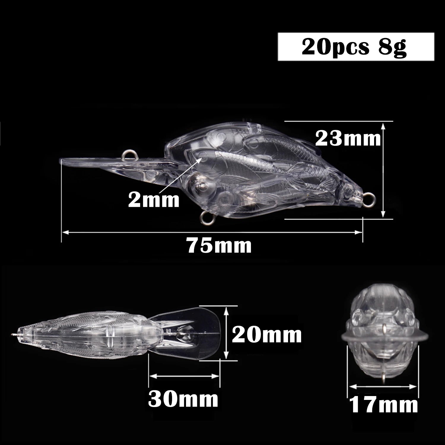 Fishing Baits Unpainted Blank Hard Lures DIY Crankbaits Minnows Popper VIB Pencil Transparent Artificial Baits Set
