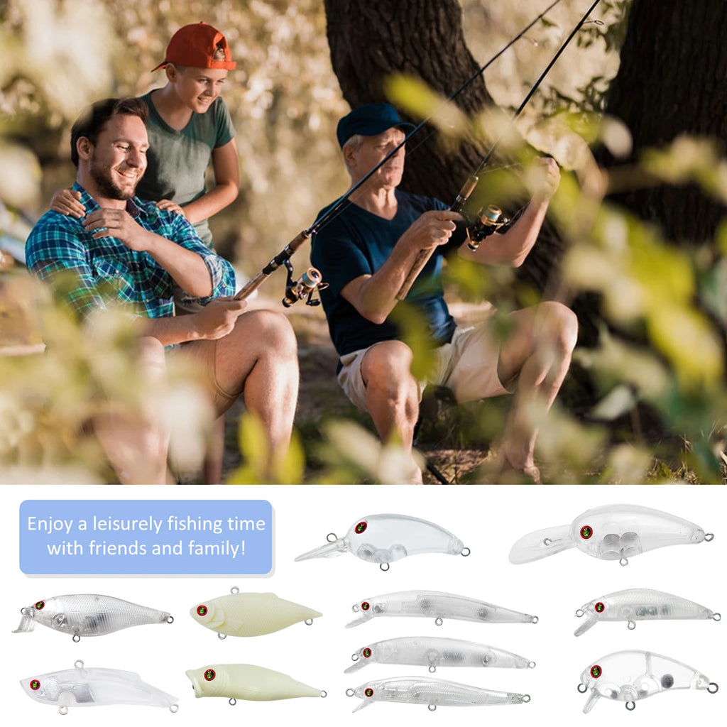 Fishing Baits Unpainted Blank Hard Lures DIY Crankbaits Minnows Popper VIB Pencil Transparent Artificial Baits Set