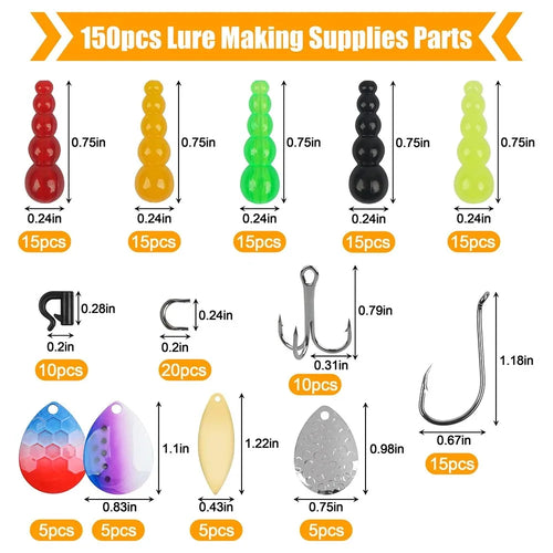 150Pcs Rotating Spinner Fishing Lure Making Kit