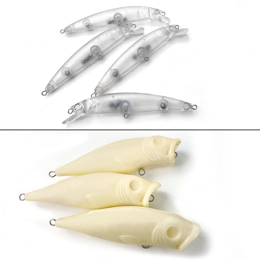 Fishing Baits Unpainted Blank Hard Lures DIY Crankbaits Minnows Popper VIB Pencil Transparent Artificial Baits Set