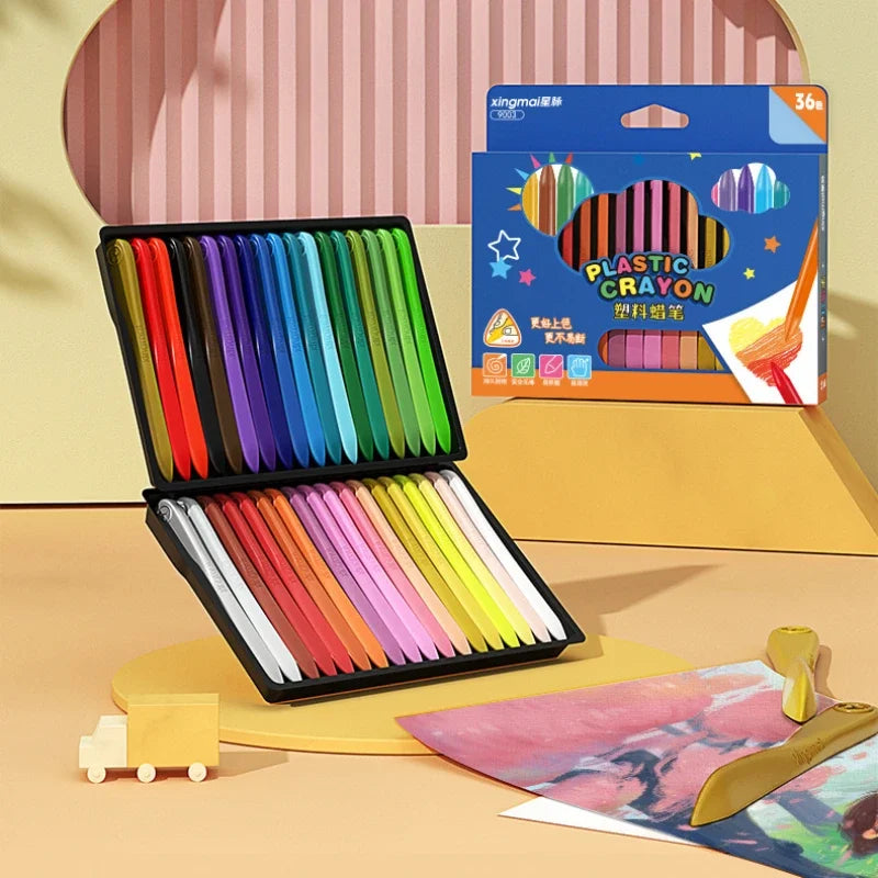 Washable & Erasable Triangular Crayons – 36 Colors