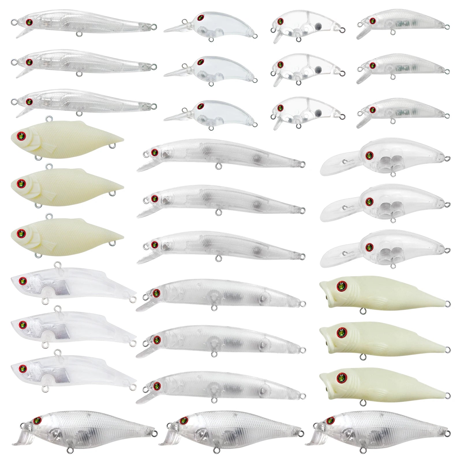 Fishing Baits Unpainted Blank Hard Lures DIY Crankbaits Minnows Popper VIB Pencil Transparent Artificial Baits Set