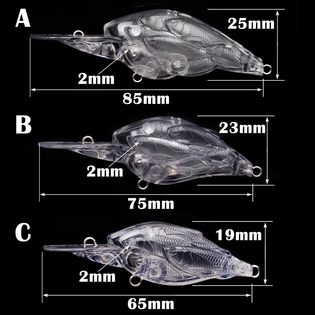 Fishing Baits Unpainted Blank Hard Lures DIY Crankbaits Minnows Popper VIB Pencil Transparent Artificial Baits Set