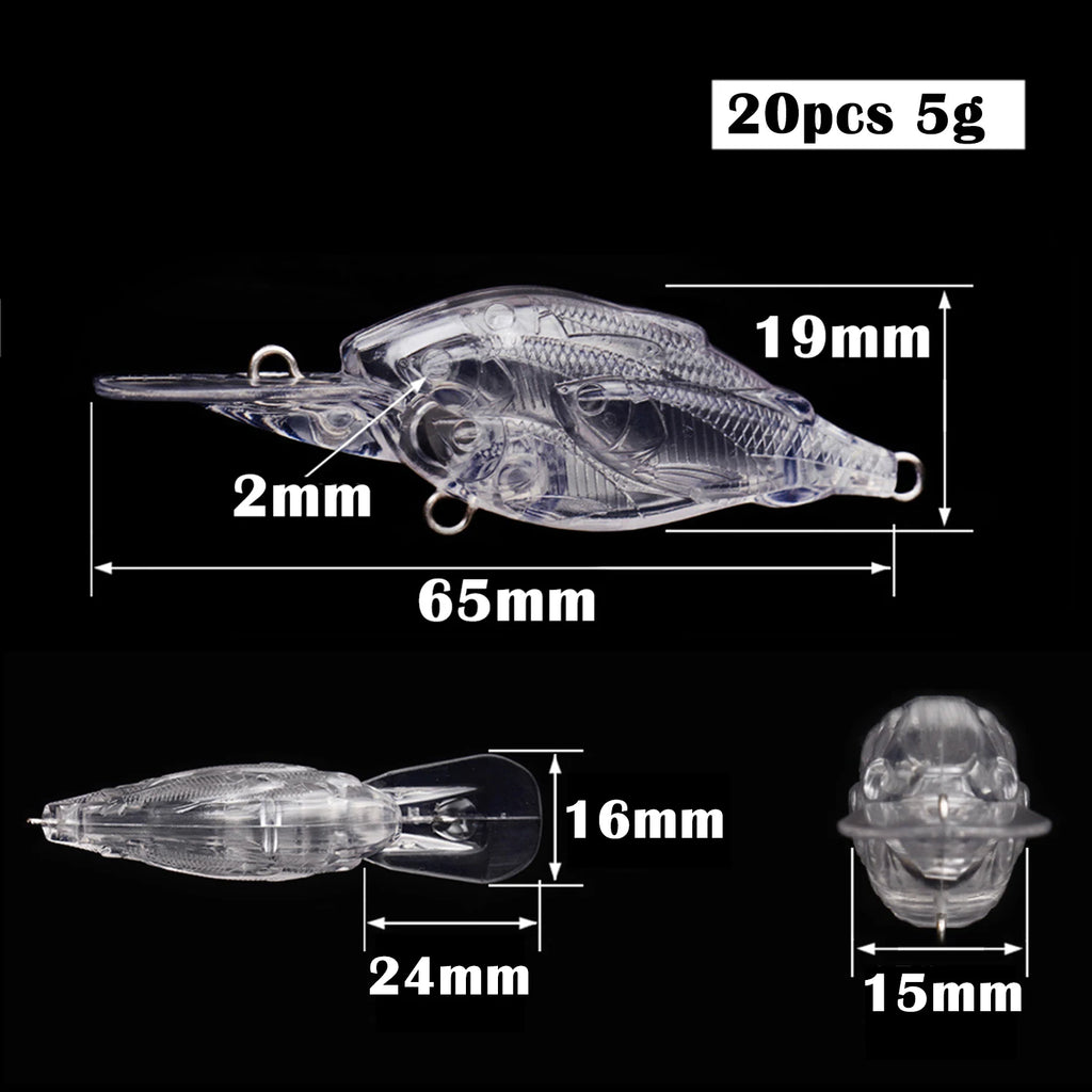 Fishing Baits Unpainted Blank Hard Lures DIY Crankbaits Minnows Popper VIB Pencil Transparent Artificial Baits Set