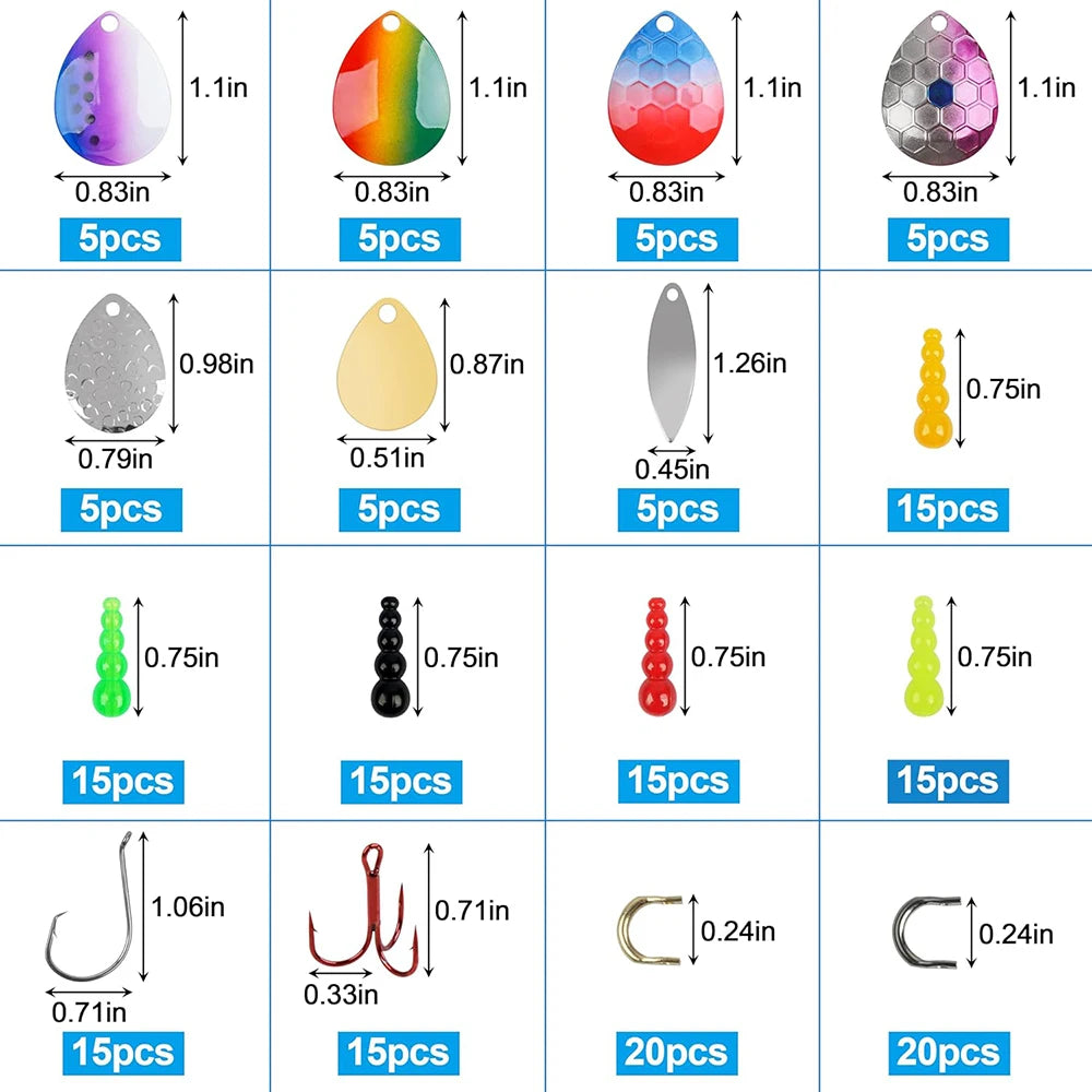 180Pcs DIY Spinner Rig for Bass, Salmon, Walleye Lure