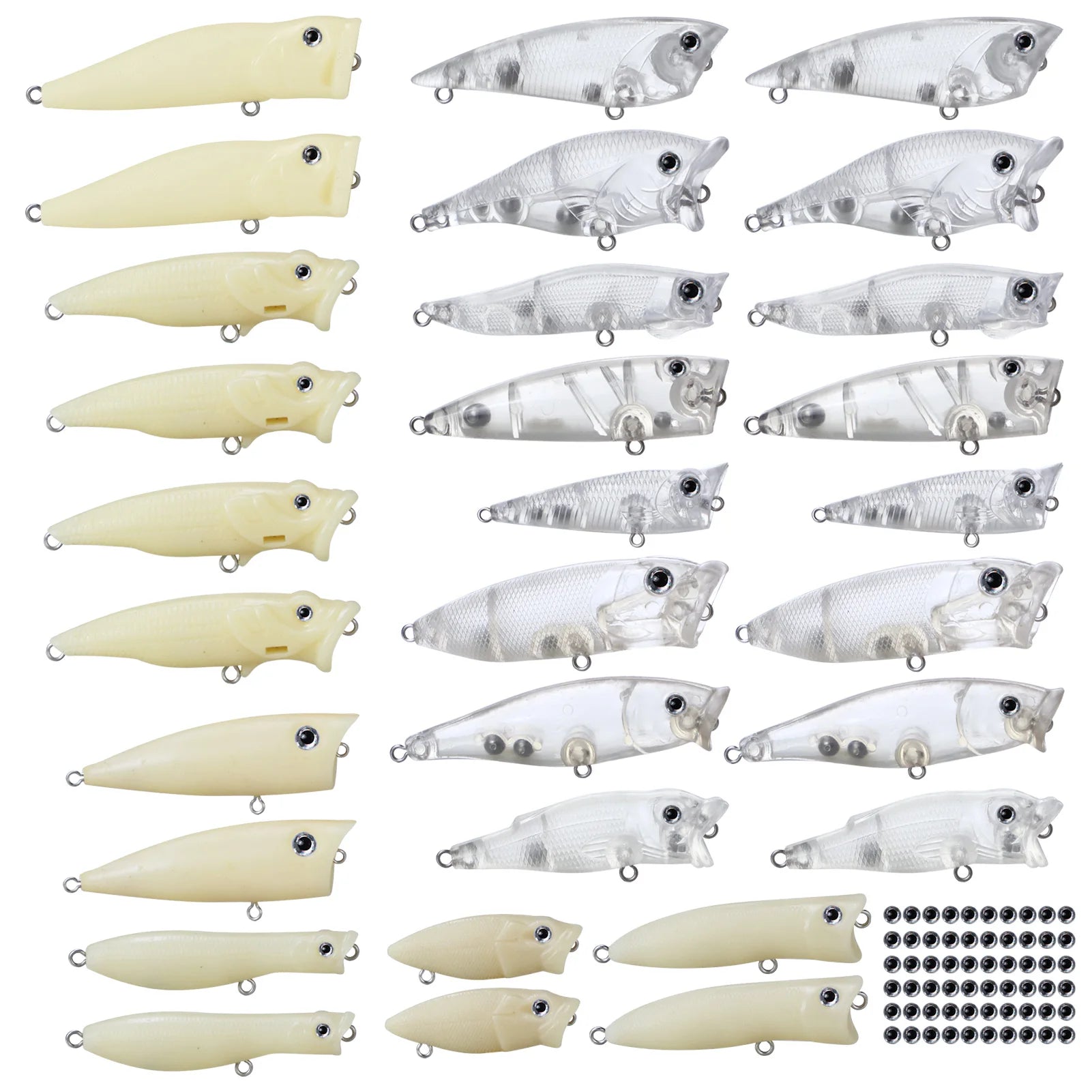Fishing Baits Unpainted Blank Hard Lures DIY Crankbaits Minnows Popper VIB Pencil Transparent Artificial Baits Set