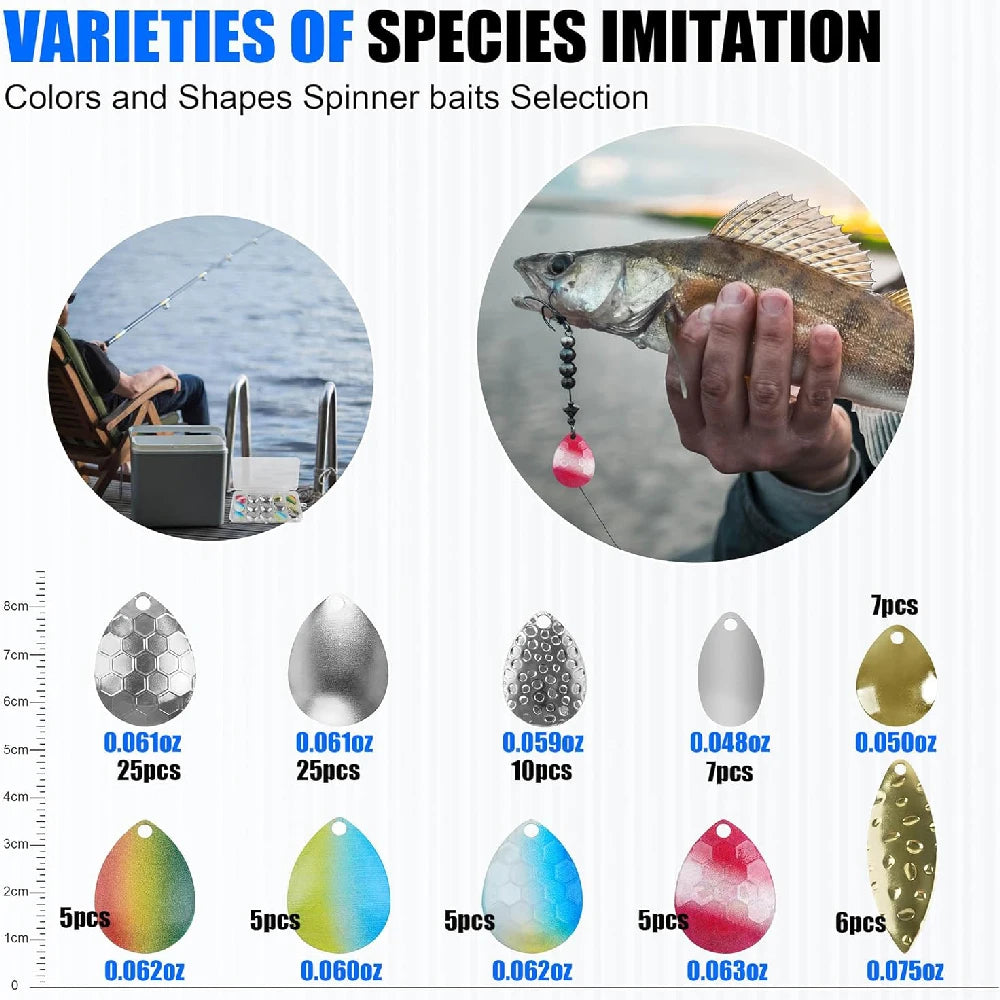 100pcs Walleye Rig Making Kit DIY Fishing Lure Spinner bait Supplies Parts Crawler Harness Live Bait Rigs Colorado Spoon Blades