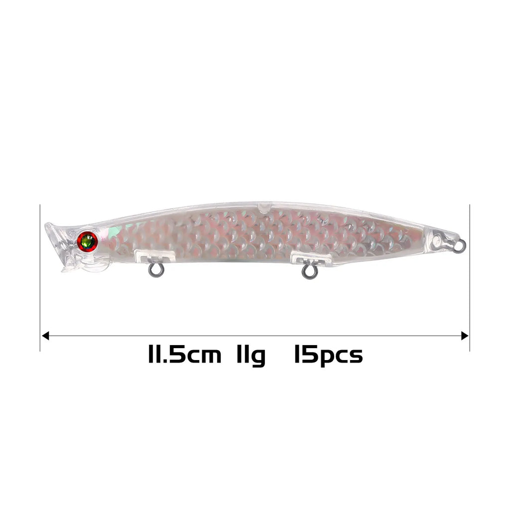 Fishing Baits Unpainted Blank Hard Lures DIY Crankbaits Minnows Popper VIB Pencil Transparent Artificial Baits Set