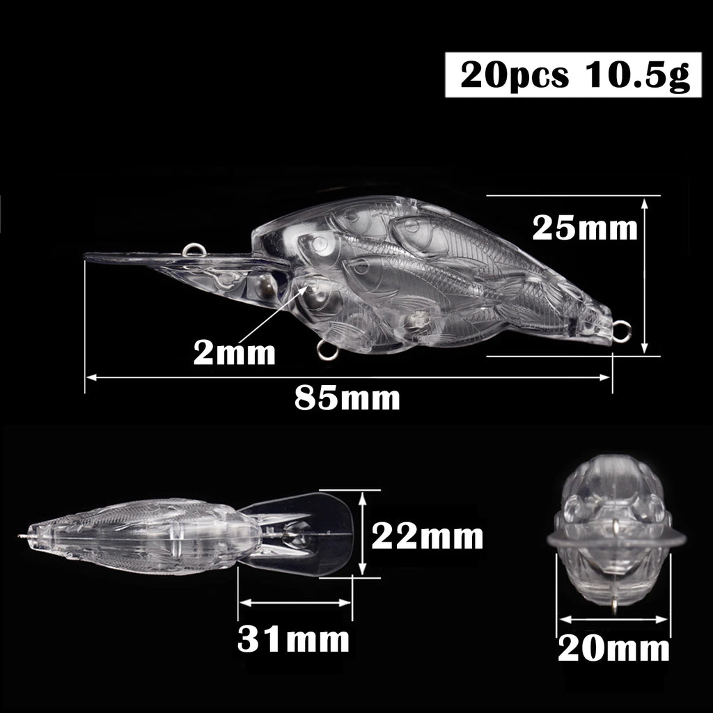 Fishing Baits Unpainted Blank Hard Lures DIY Crankbaits Minnows Popper VIB Pencil Transparent Artificial Baits Set