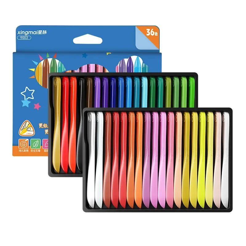 Washable & Erasable Triangular Crayons – 36 Colors
