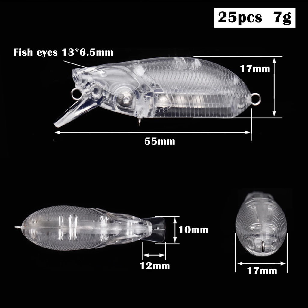 Fishing Baits Unpainted Blank Hard Lures DIY Crankbaits Minnows Popper VIB Pencil Transparent Artificial Baits Set