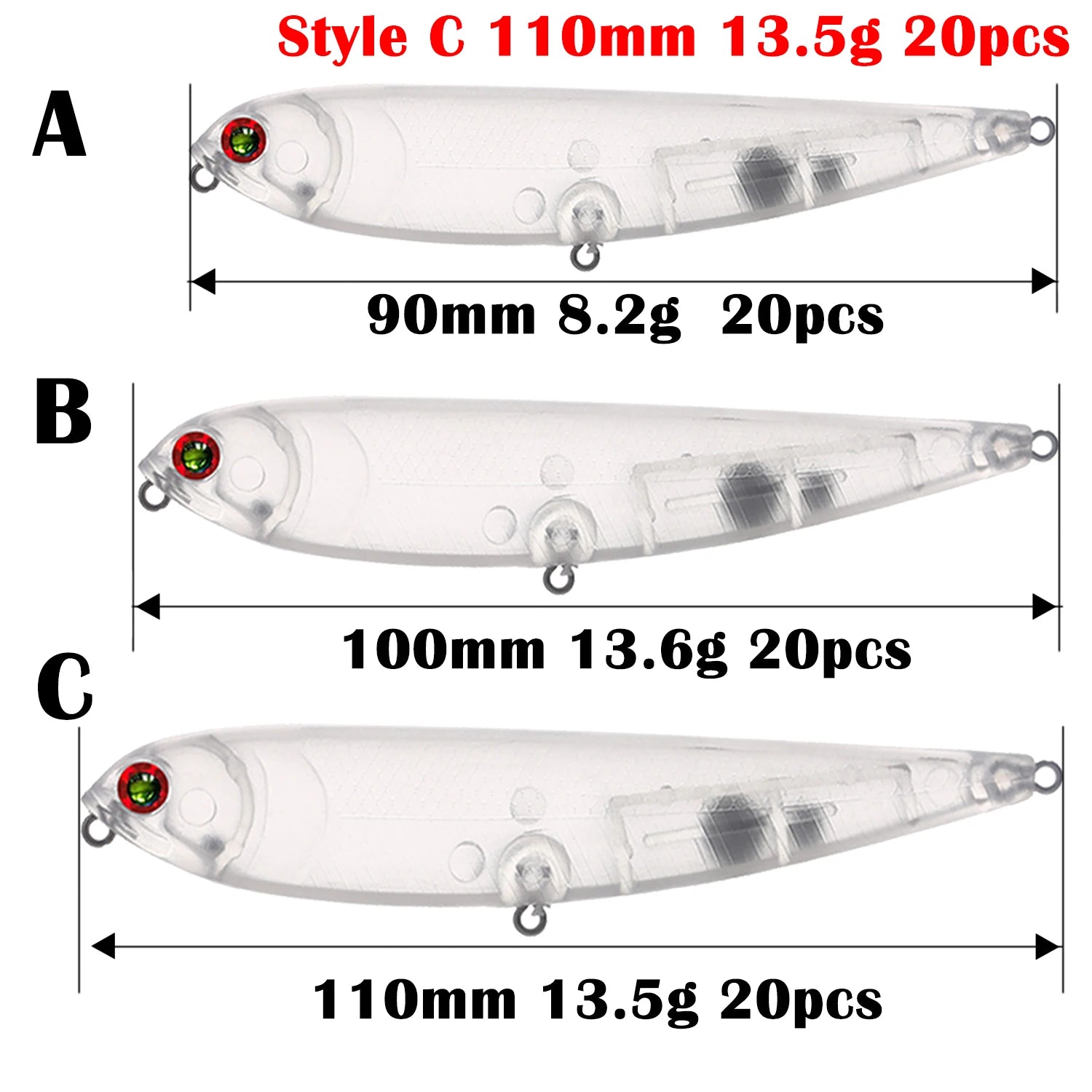 Fishing Baits Unpainted Blank Hard Lures DIY Crankbaits Minnows Popper VIB Pencil Transparent Artificial Baits Set