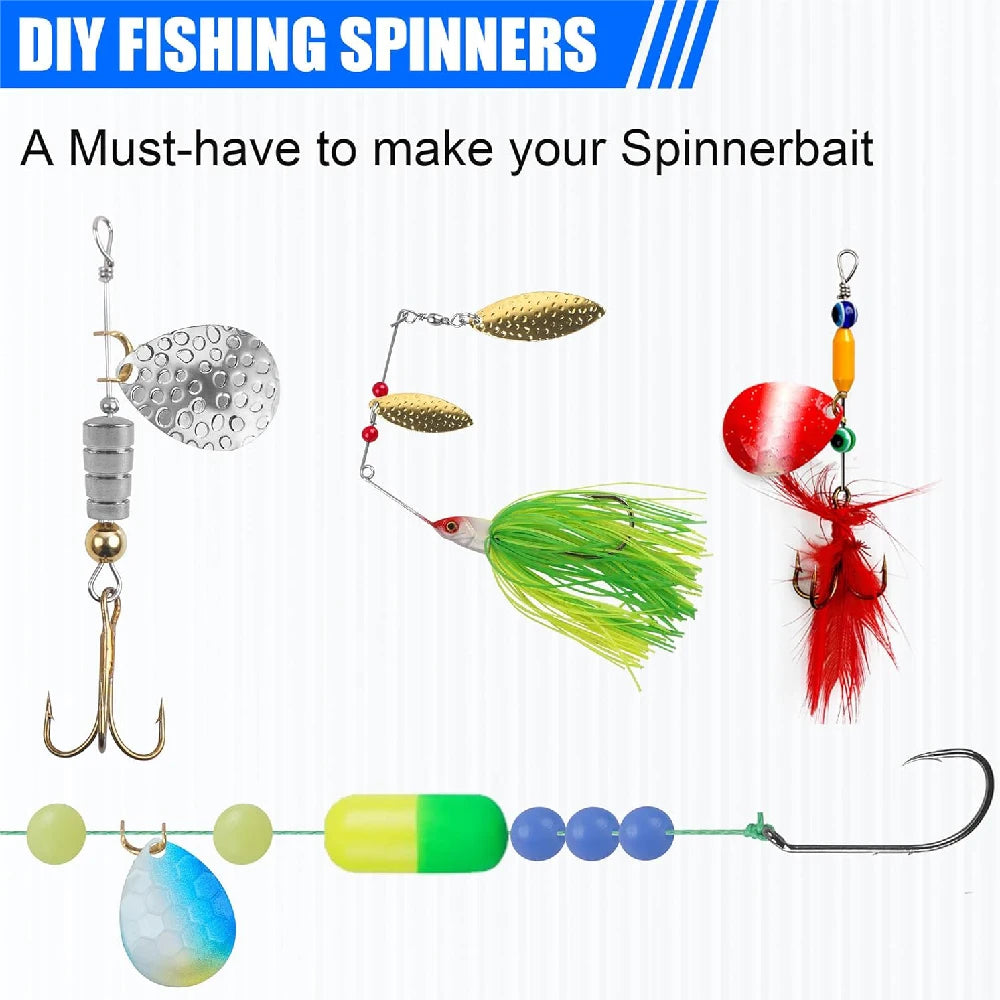 100pcs Walleye Rig Making Kit DIY Fishing Lure Spinner bait Supplies Parts Crawler Harness Live Bait Rigs Colorado Spoon Blades