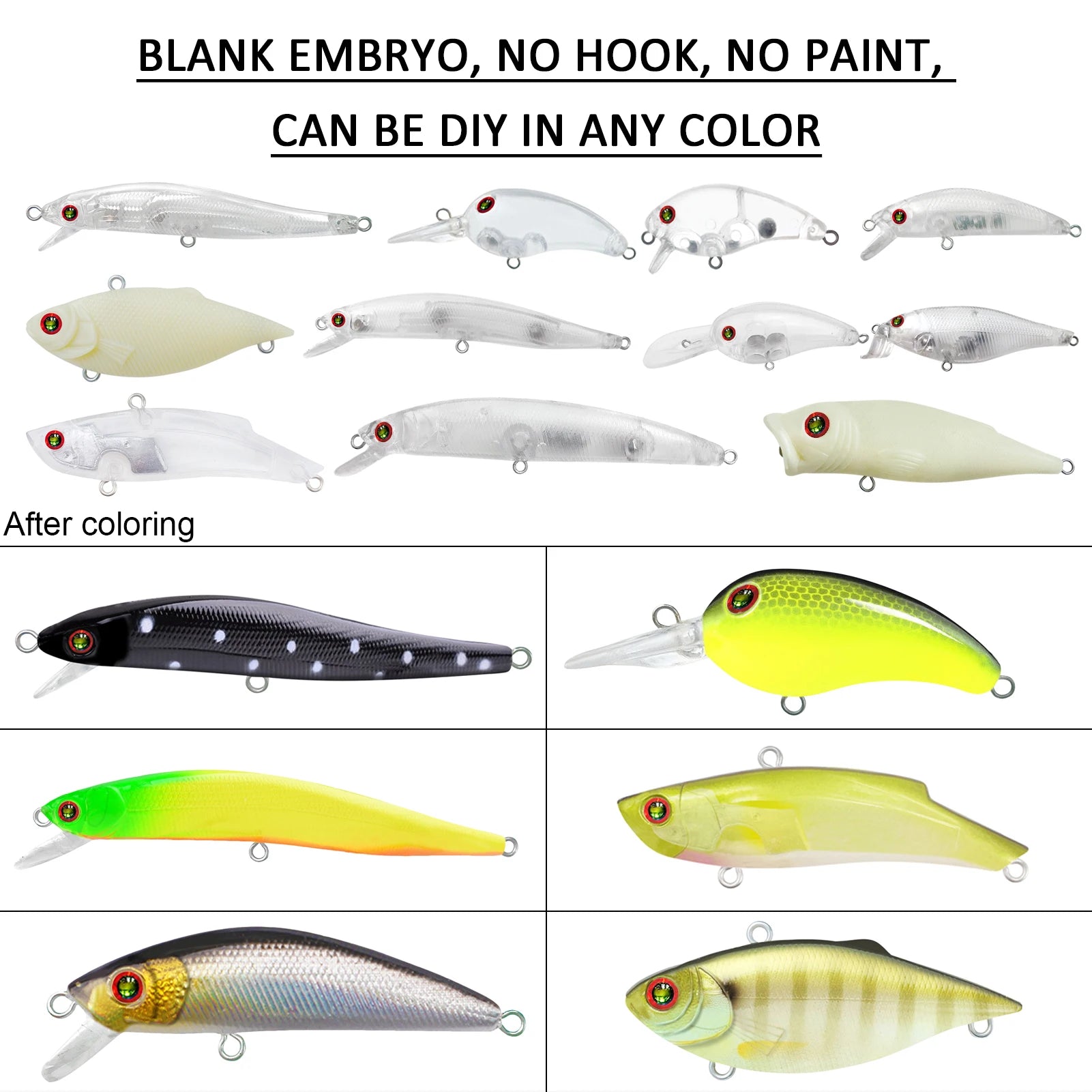 Fishing Baits Unpainted Blank Hard Lures DIY Crankbaits Minnows Popper VIB Pencil Transparent Artificial Baits Set