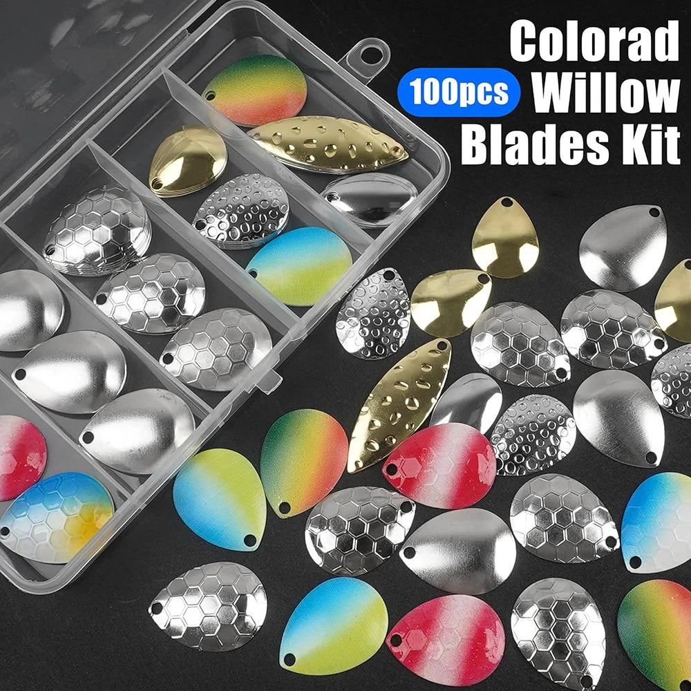 100pcs Walleye Rig Making Kit DIY Fishing Lure Spinner bait Supplies Parts Crawler Harness Live Bait Rigs Colorado Spoon Blades