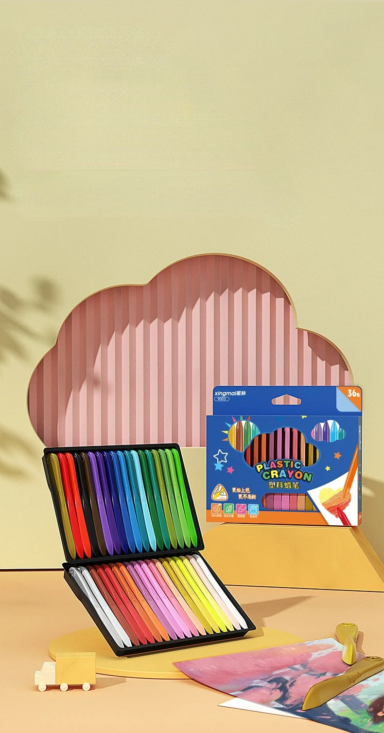 Washable & Erasable Triangular Crayons – 36 Colors