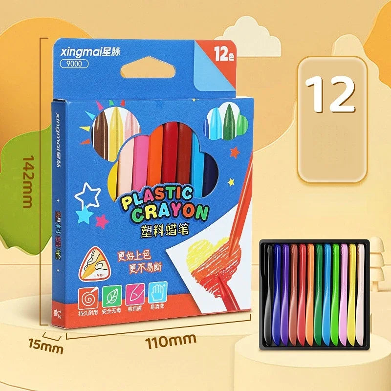 Washable & Erasable Triangular Crayons – 36 Colors